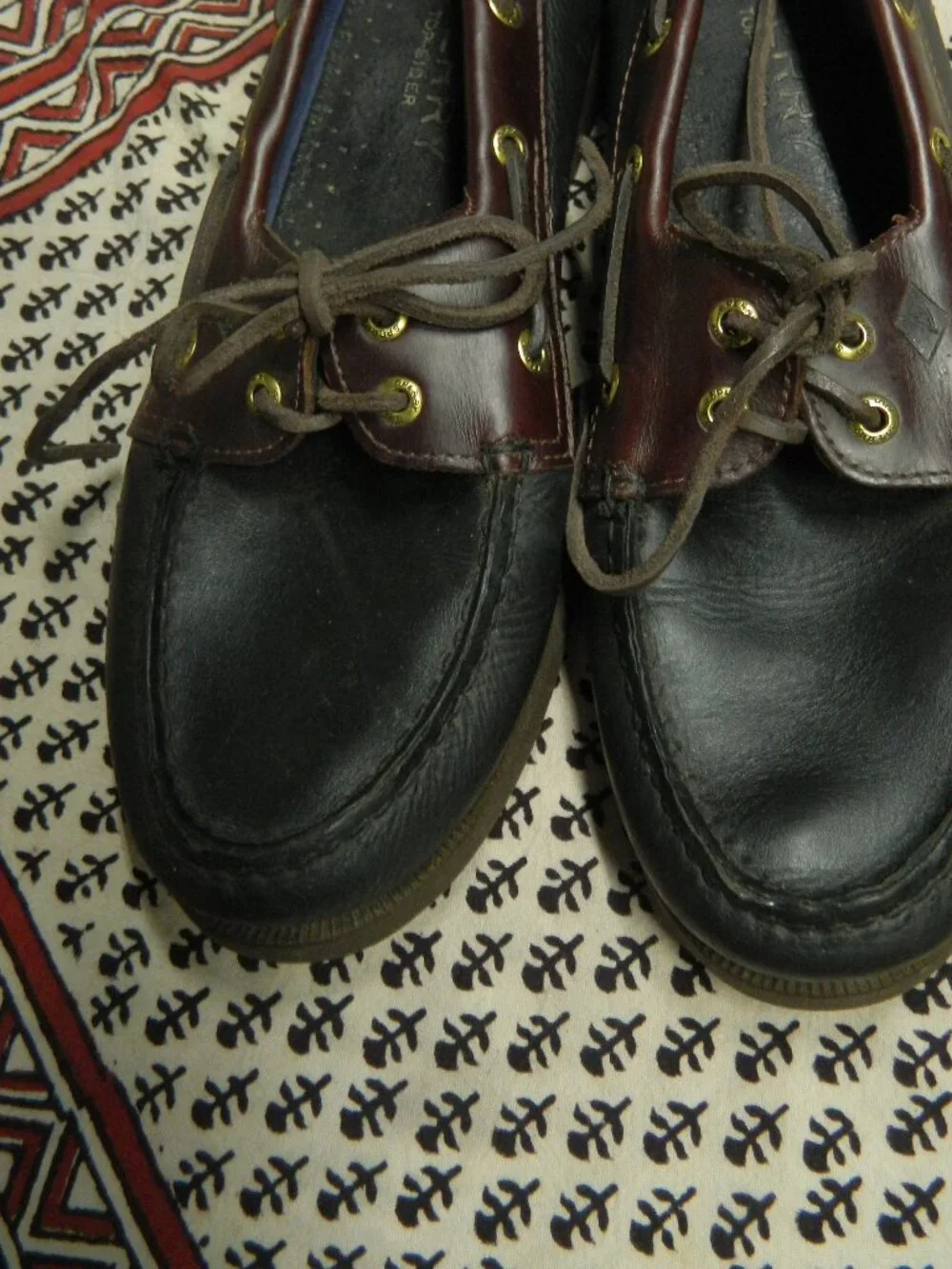 Sperry Top-Sider Men’s Boat Shoes US 10 M Leather Lace-Up Black with Brown